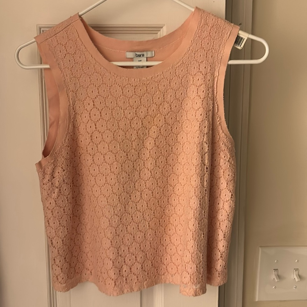 Pink BarIII cropped lace detail top